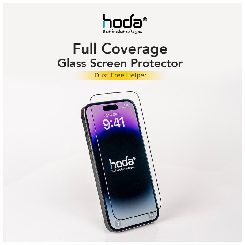 [Chính Hãng] Kính Cường Lực Hoda 0.33mm Full Màn - Có Màng Loa Chống Bụi, Phủ Sapphire, Kèm Khung Dán Auto Cho IP 14-18