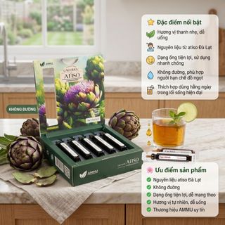 Cao Atiso Không Đường AMMU  Dạng Ống Uống Trực Tiếp Tiện Lợi 10 Ống