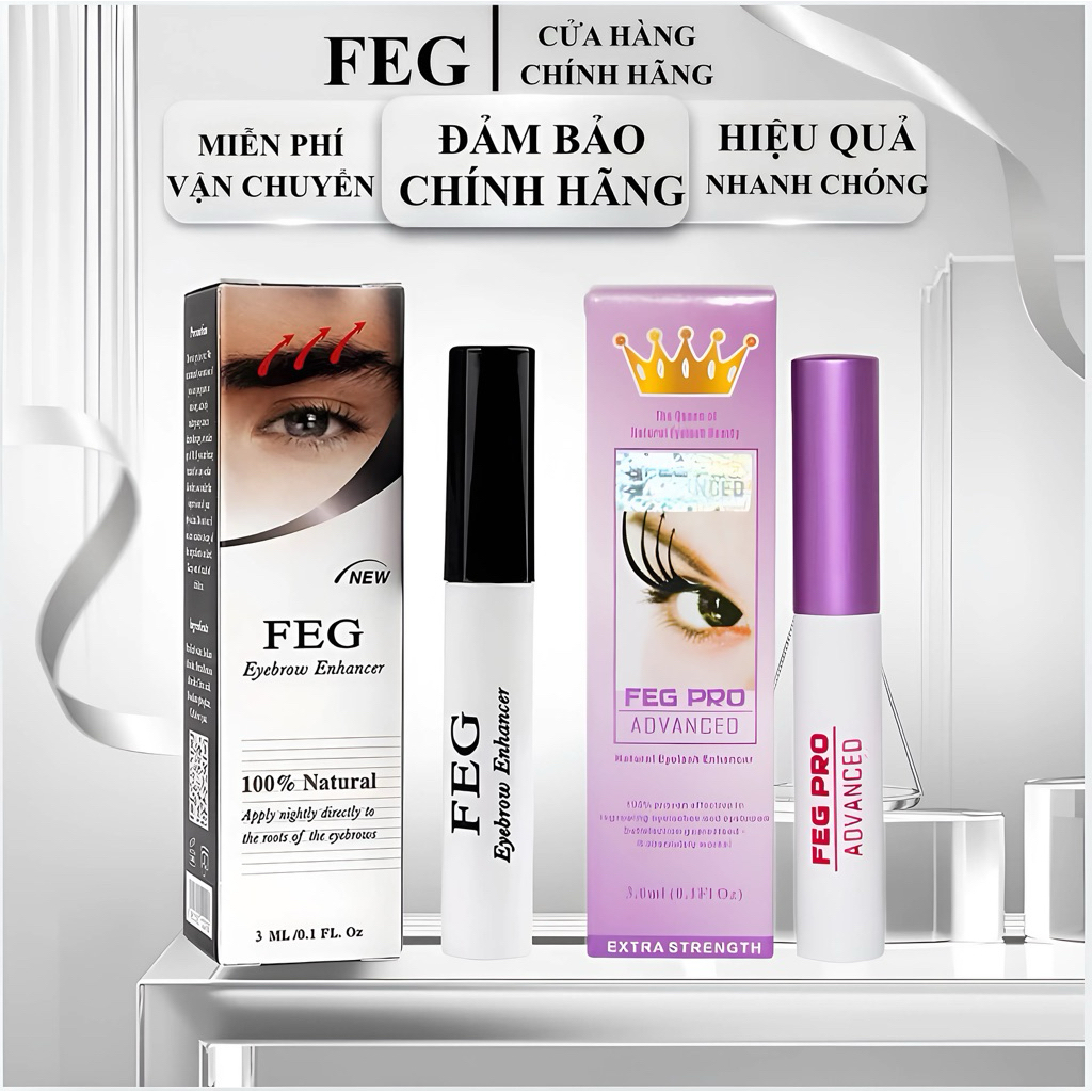 Combo dưỡng mi feg ban đêm + mày giúp đôi mày đen nhánh (2*3ml)