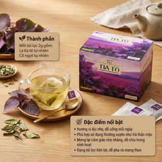 Trà Tía Tô AMMU Túi Lọc Thảo Mộc Tự Nhiên Hương Dịu Nhẹ Dễ Uống Hộp 20 Túi