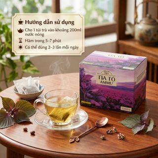 Trà Tía Tô AMMU Túi Lọc Thảo Mộc Tự Nhiên Hương Dịu Nhẹ Dễ Uống Hộp 20 Túi