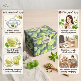 Trà Rau Má Túi Lọc AMMU Thảo Mộc Tự Nhiên Hương Thanh Nhẹ Dễ Uống Hộp 20 Túi