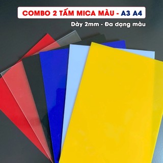 2 Tấm mica làm đồ Handmade, Bìa mica A3, A4, Tấm mica nhiều màu làm đồ decor - Mica dày 2mm