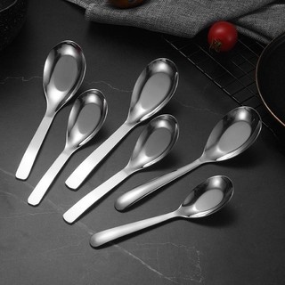 Thìa ăn phở, muỗng ăn cơm, inox không gỉ, cán dày sáng bóng, cầm chắc tay dài 16.5cm