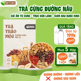 Trà gừng đường nâu DETONIC hỗ trợ giảm đau bụng kinh, bổ máu, giữ ấm cơ thể và giữ ấm tử cung tránh bị hàn lạnh