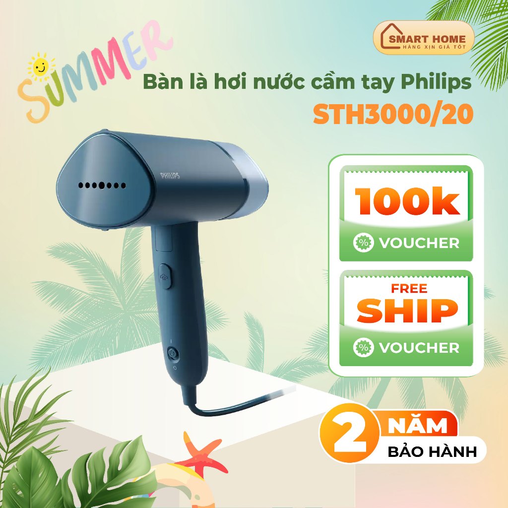 Bàn là, bàn ủi hơi nước cầm tay Philips STH3000, công suất 1000W, bảo ...