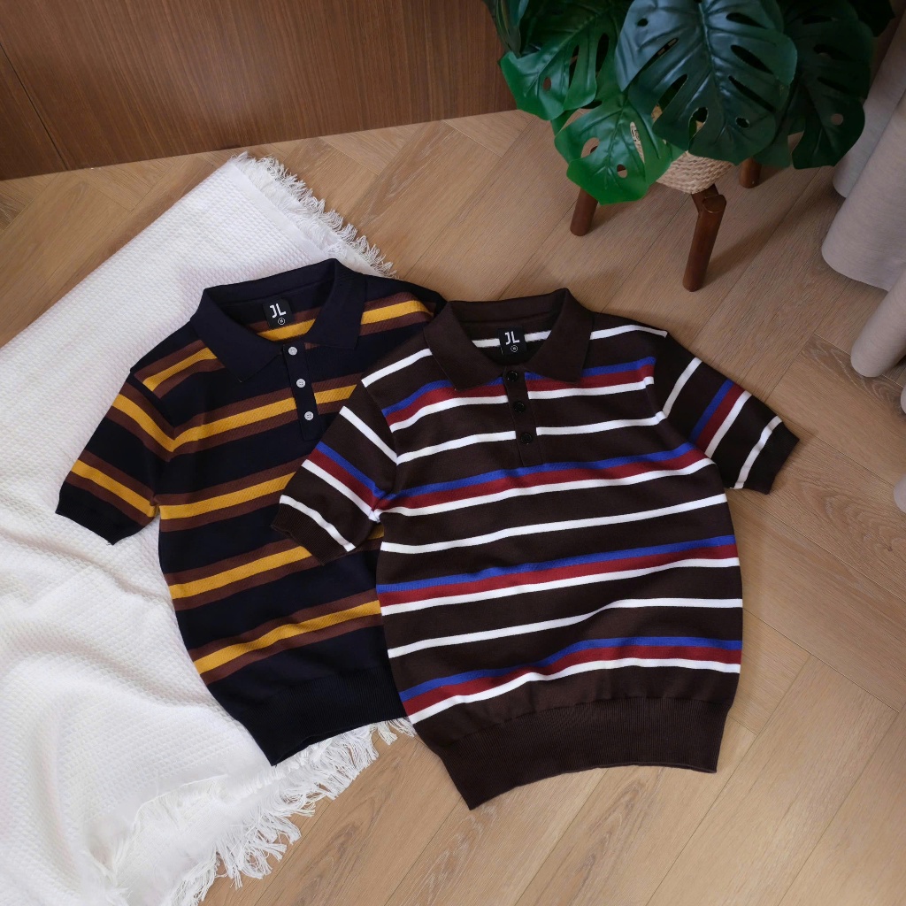 Áo polo len kẻ Essence Jack Lane, Áo polo thời trang nam nữ unisex, chất liệu vải len lông thỏ mềm mịn