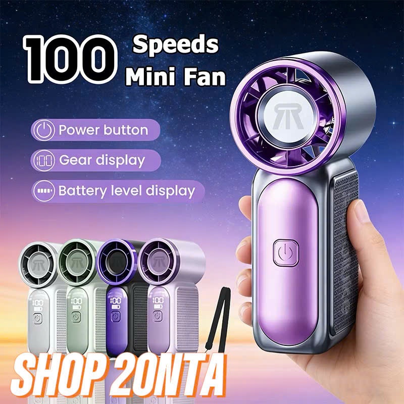 (Loại 1)S1 MINI Quạt Tay Tốc Độ Cao, Làm mát nhanh, Quạt cầm tay mini, Điều chỉnh 6 tốc độ, 100 Mức gió, Màn hình Led