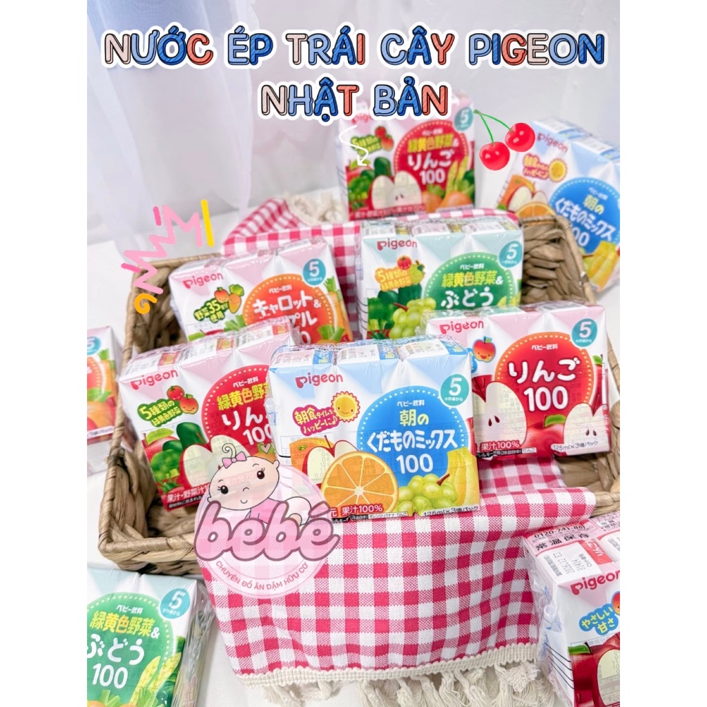 Nước trái cây cho bé Pigeon Nhật Bản, Nước ép hoa quả cho bé từ 5 tháng tuổi