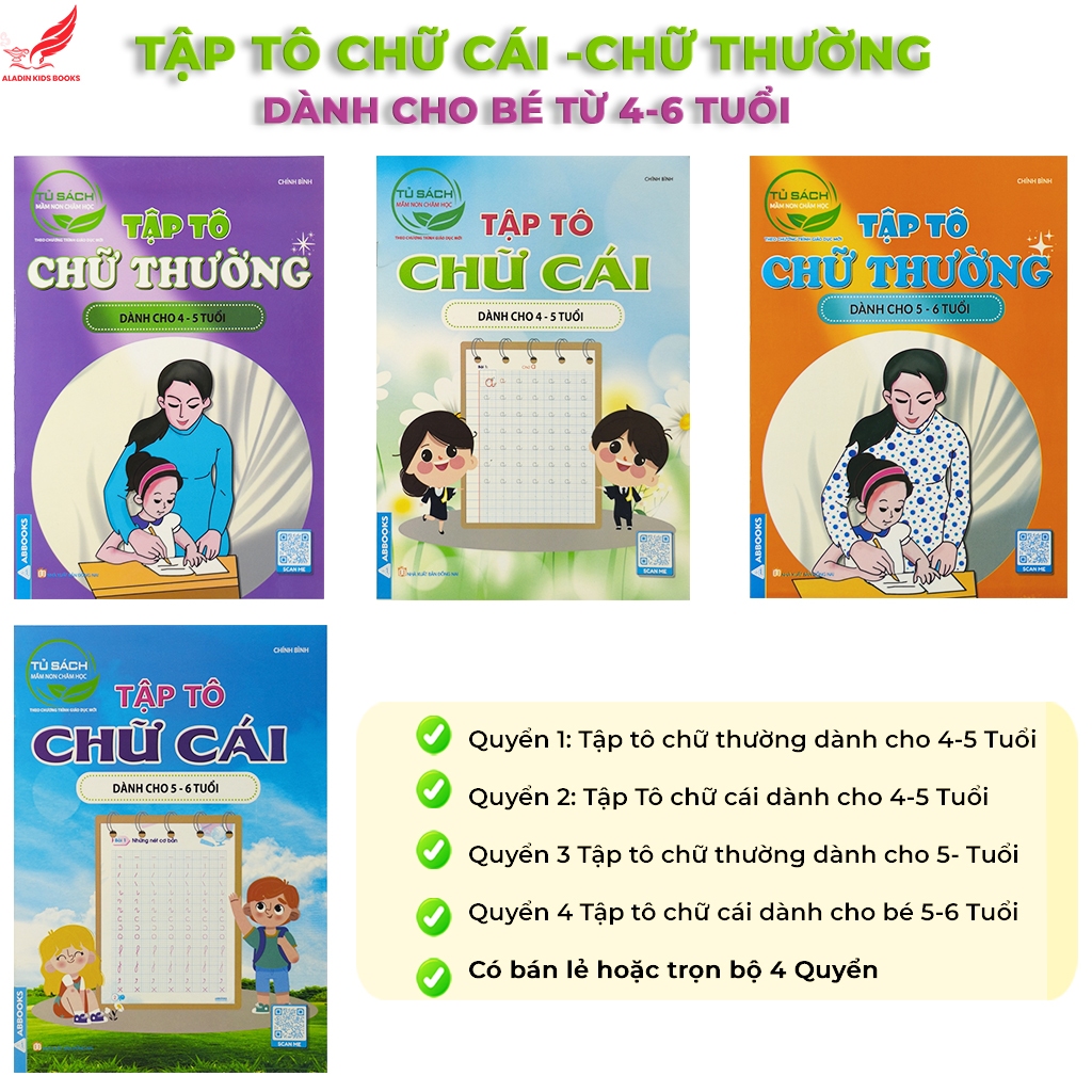 Sách-  Tập Tô Chữ Cái Và Chữ Thường Cho Bé 4-6 Tuổi – Theo Chương Trình Mới Bộ GD&ĐT