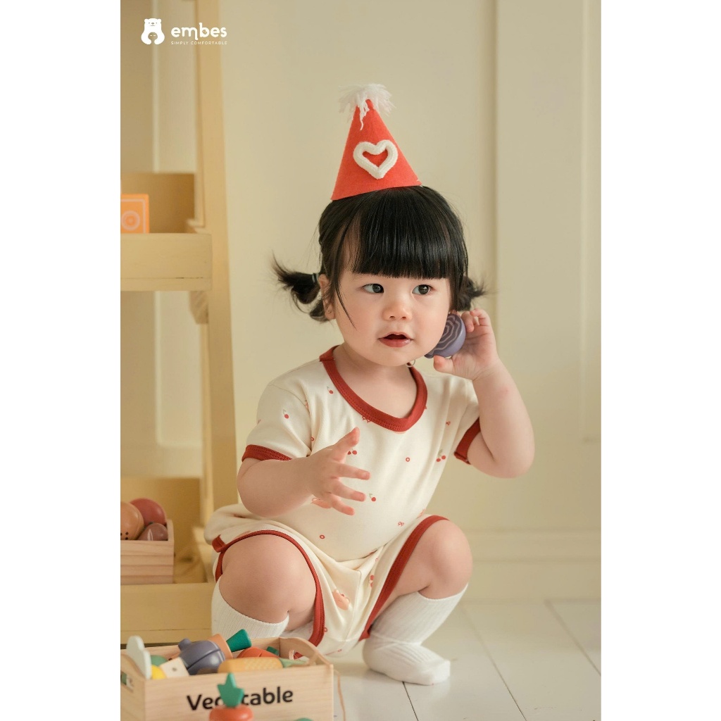 Bộ Cộc Cho Bé Embes, Bộ Cộc Tay In Họa Tiết Phối Quần Vạt Bầu Chất Mềm Cho Bé Trai Bé Gái Từ 8-18Kg