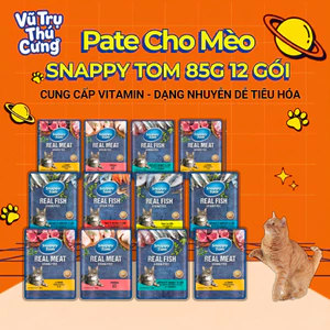 Combo 12 Gói Pate Mèo Snappy Tom Real Fish, Real Meat 85g