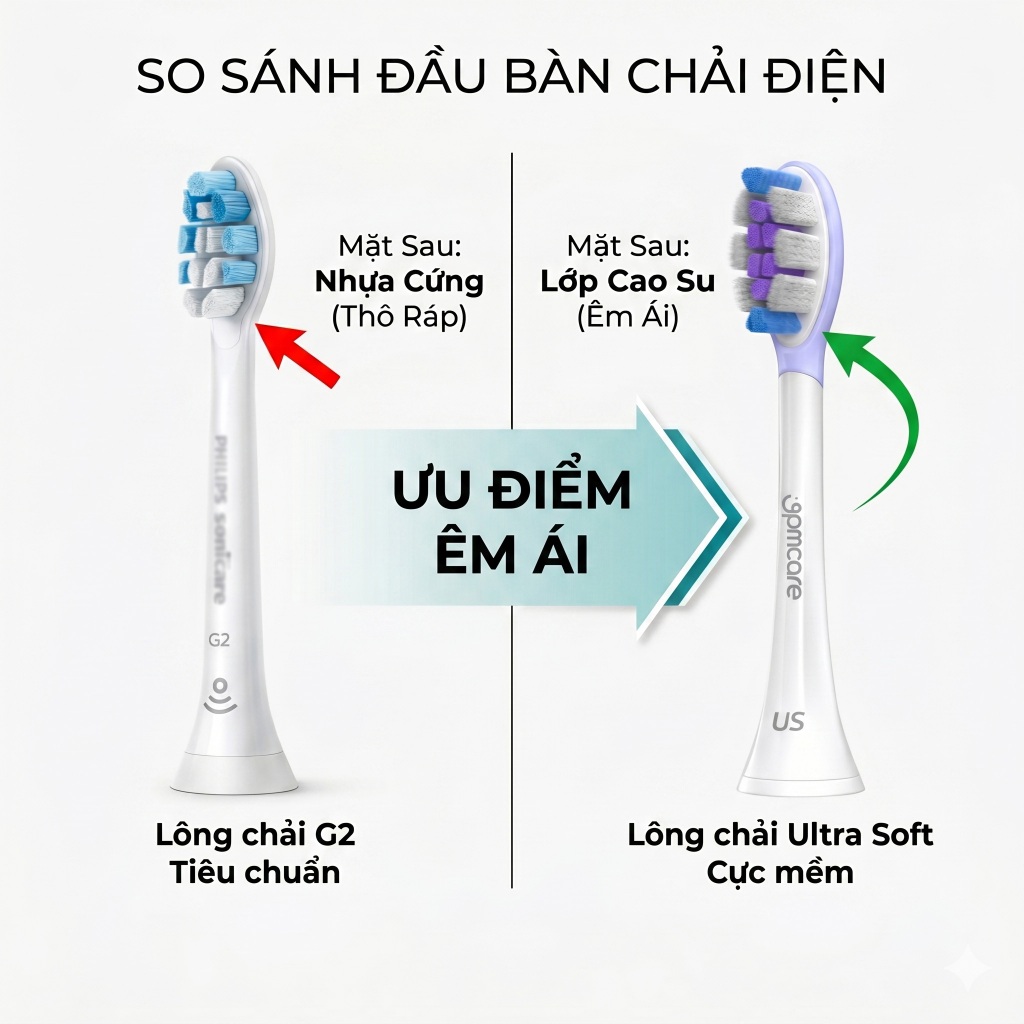 Đầu thay bàn chải điện 9PMCARE Ultra Soft Siêu Mềm - tương thích với Philips Sonicare
