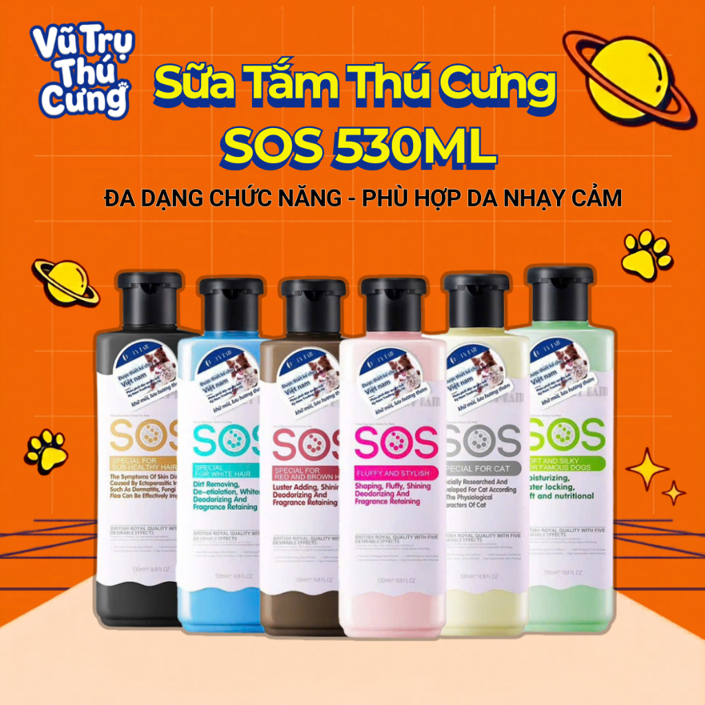 (Chính hãng) Sữa tắm SOS cho Chó Mèo 530ml giúp mượt lông và lưu hương thơm