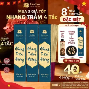 Nhang Trầm Hương Đặc Biệt 39cm (4 Tấc) 300g Liên Hoa [Mua 3 Tặng 3] – Trầm Ít Khói, Nhang Sạch