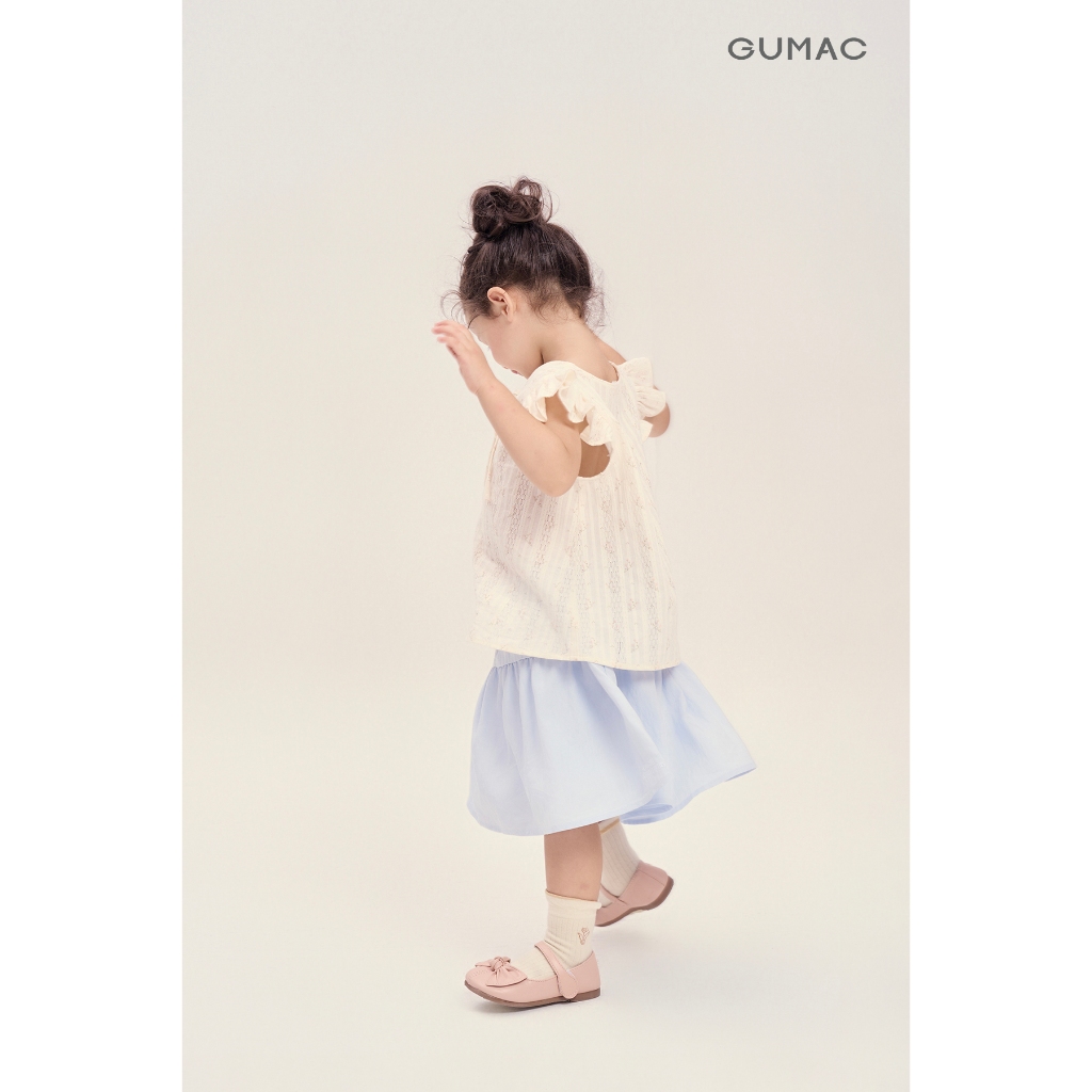 Áo Kiểu Bé Gái GUMAC Dáng A Xòe Tay Cánh Tiên Thêu Xô Mềm Mại AKG04070