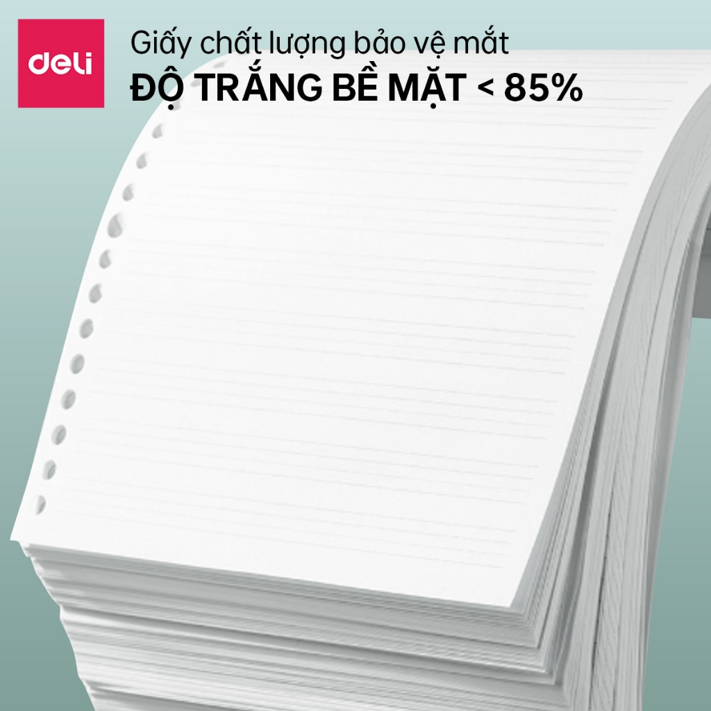 Giấy Refill Ruột Sổ Còng Deli A5/B5 Thay Thế Tiện Lợi (Tập 60 Tờ) - Giấy Trơn, Kẻ Ngang, Caro Ghi Chú, Học Từ Vựng,70gsm