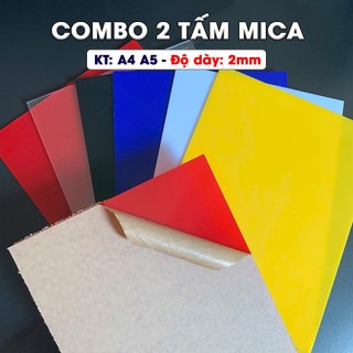 Combo 2 Tấm mica trong suốt, Tấm mica nhiều màu làm đồ Handmade, đồ trang trí - Kích thước A3,A4