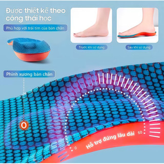 Đế lót giày hấp thụ hỗ trợ vòm chân siêu nhẹ cho chân đế áp lực giảm sốc chạy bộ chơi thể thao vận động