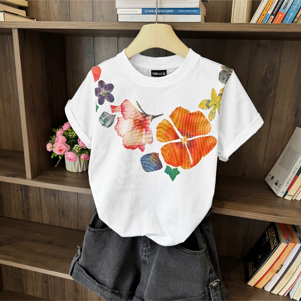 Áo Thun Cổ Viền Hoa Nổi Bật, Chất Cotton Mềm Mịn, Có Kèm Hình Thật.