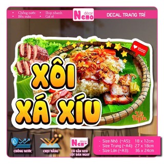 Decal Trang Trí Xôi Mặn Xôi Ngọt Tranh Dán Quán Xôi, Tiệm Xôi, Dán Tường, Tủ, Kính, Xe Đẩy - Sticker Chịu Được Mưa Nắng.