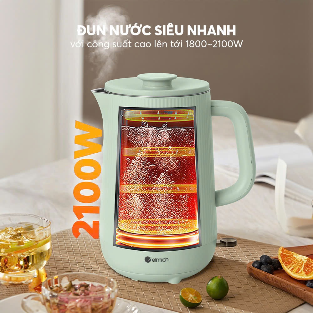 Ấm Siêu Tốc Elmich KEE-9145 1.6L 2100W, Đun Nhanh, Tự Ngắt An Toàn, Cao Cấp, Tiết Kiệm Điện