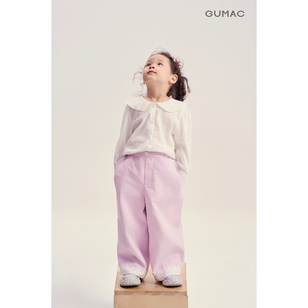 Quần Dài Bé Gái GUMAC Form Ống Rộng Lưng Thun Nút Kiểu Vải Kaki Năng Động QKG04075