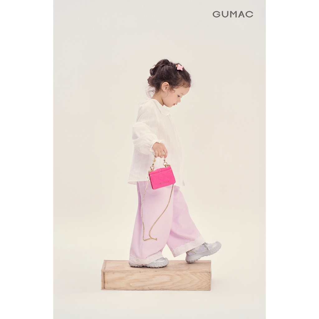 Quần Dài Bé Gái GUMAC Form Ống Rộng Lưng Thun Nút Kiểu Vải Kaki Năng Động QKG04075