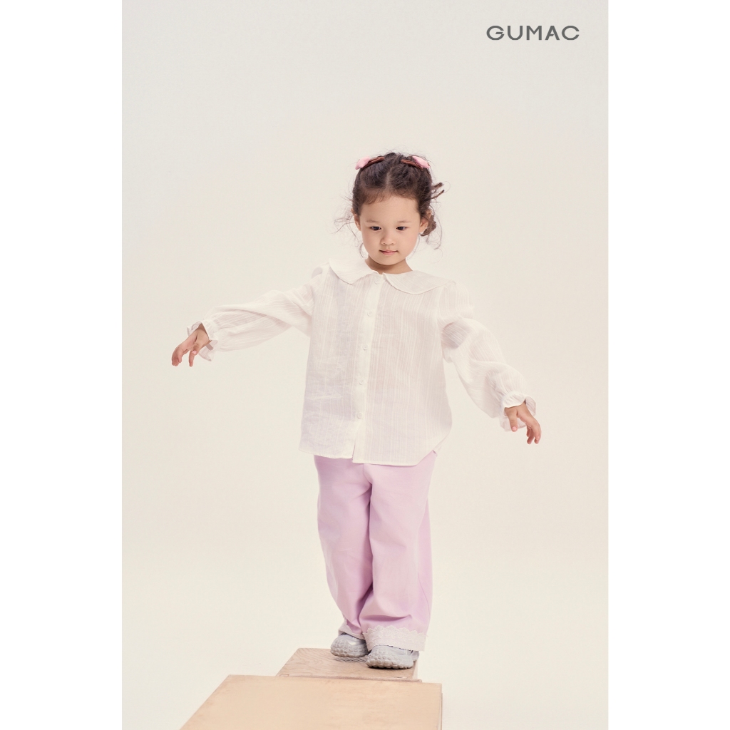 Quần Dài Bé Gái GUMAC Form Ống Rộng Lưng Thun Nút Kiểu Vải Kaki Năng Động QKG04075