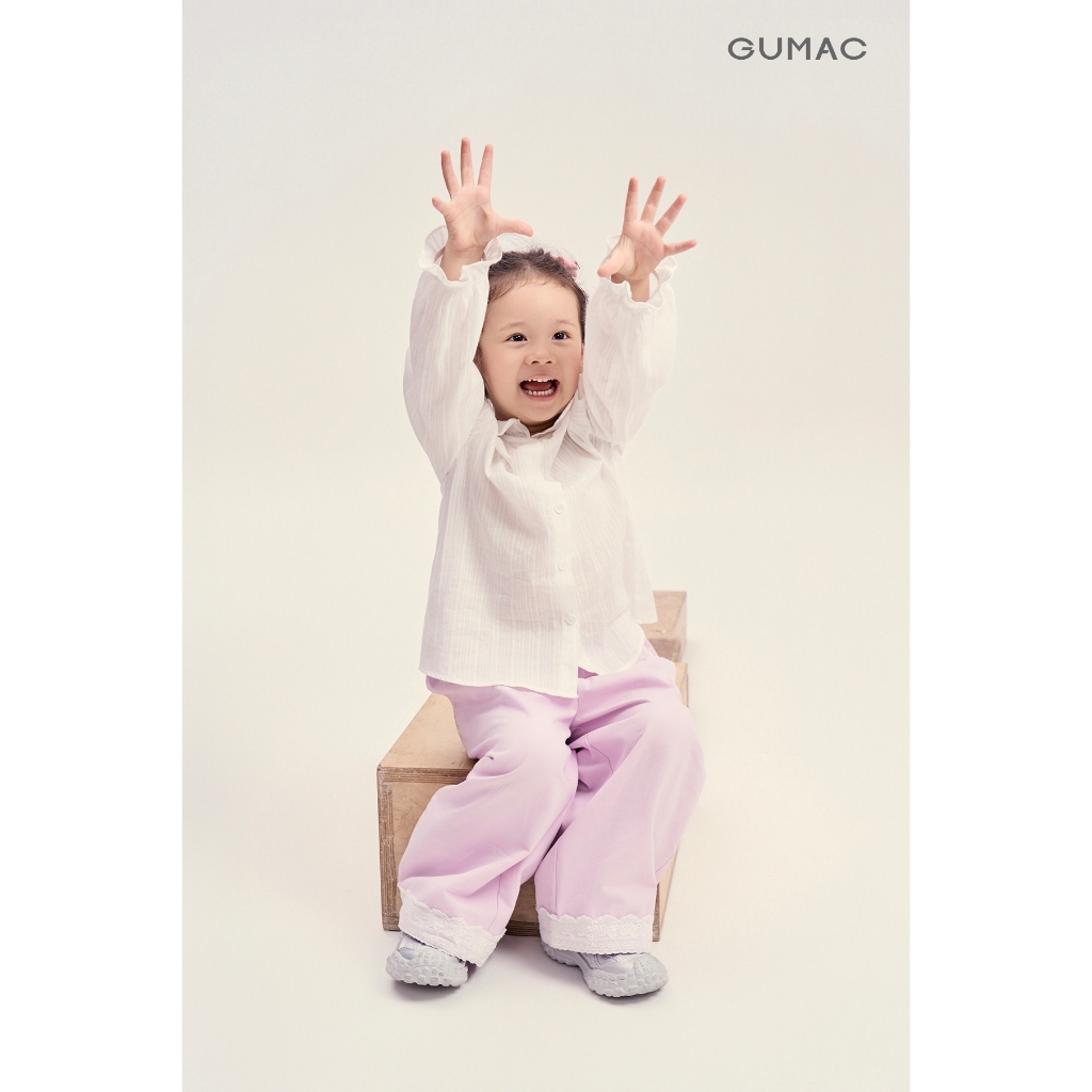 Quần Dài Bé Gái GUMAC Form Ống Rộng Lưng Thun Nút Kiểu Vải Kaki Năng Động QKG04075