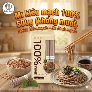 Mì Ăn Kiêng Kiều Mạch 100% Jinshahe (500g) – Mì Nguyên Cám, 0 Natri, Ít Calo, Eat Clean Luka Food