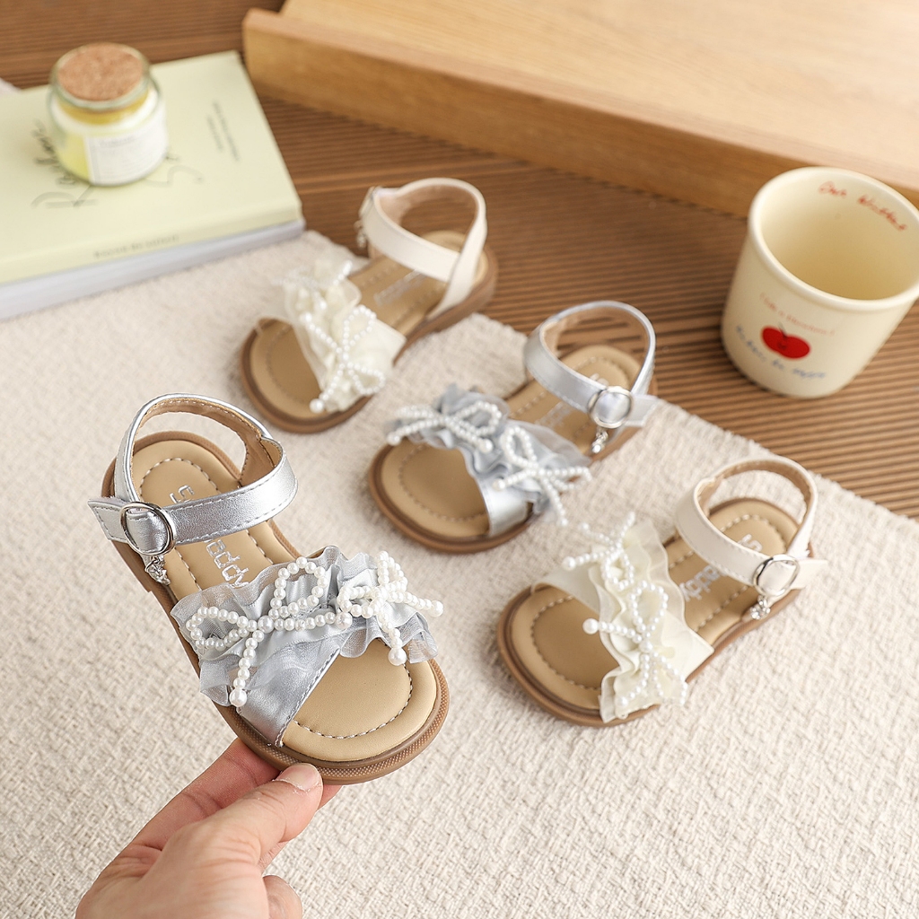 Giày sandal Bella Neman cho bé gái công chúa, thiết kế ngọc ren lộng lẫy, êm ái không đau chân