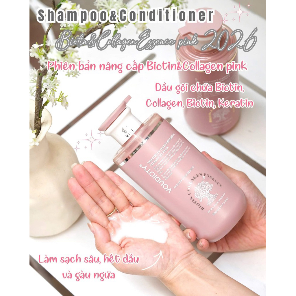 Cặp Gội Xả Biotin Pink 2026