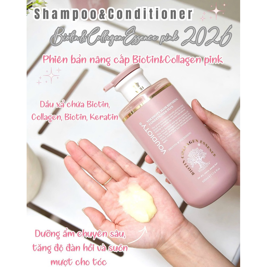 Cặp Gội Xả Biotin Pink 2026