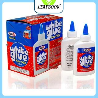 LEAFBOOK Keo Sữa WinQ WG-02 120ml & WG-01 40ml – Keo Dán Đa Năng Màu Trắng Sữa, Dán Giấy/Bìa/Vải/Gỗ