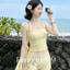 Set BiKiNi 2 Mảnh Màu Vàng Buộc Dây Cổ Kèm Sao Biển(From bé cần tăng size)❤️