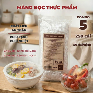 MLILY Màng Bọc Thực Phẩm PE Có Chun Co Giãn Siêu Dai - Túi Bọc Đồ Ăn An Toàn, Chịu Lạnh Nhiệt,50 Cái