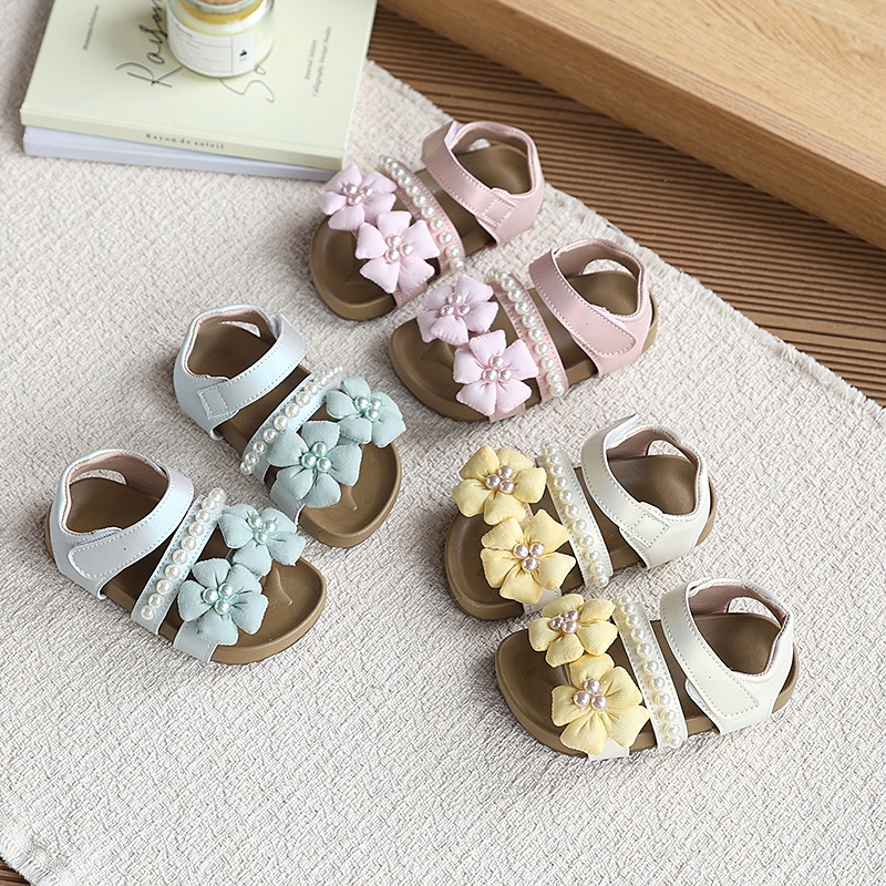 Sandal trẻ em Bella Neman đính hoa và ngọc, màu pastel xinh đẹp, mùa hè thời trang