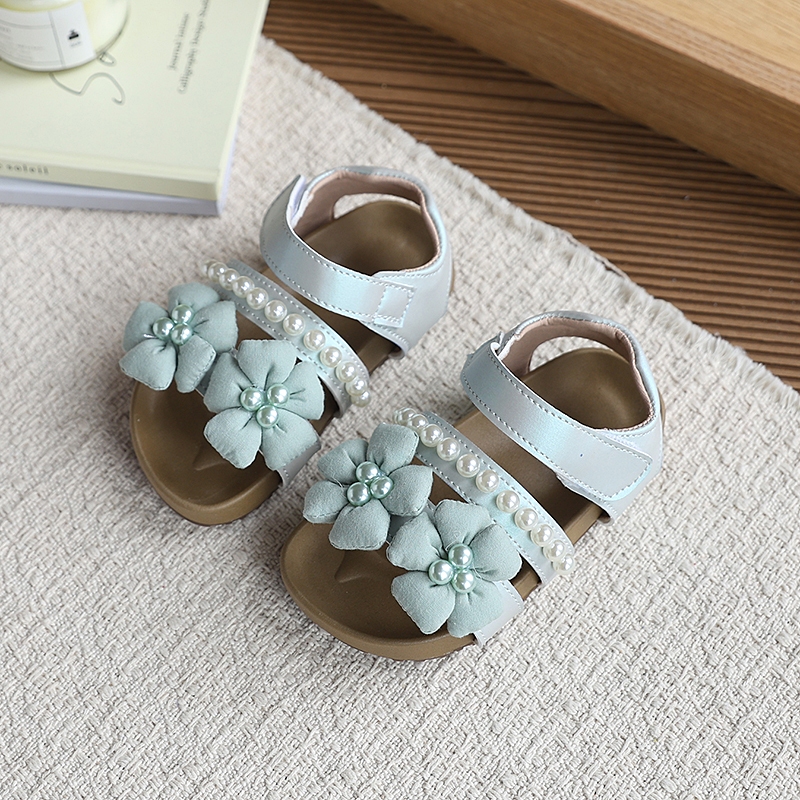 Sandal trẻ em Bella Neman đính hoa và ngọc, màu pastel xinh đẹp, mùa hè thời trang