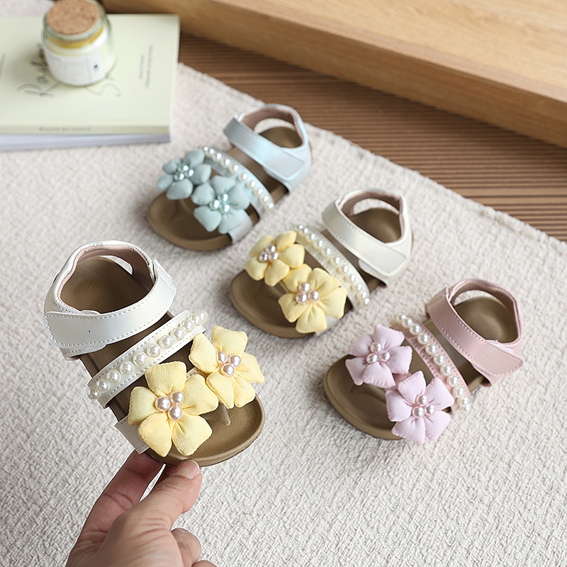 Sandal trẻ em Bella Neman đính hoa và ngọc, màu pastel xinh đẹp, mùa hè thời trang