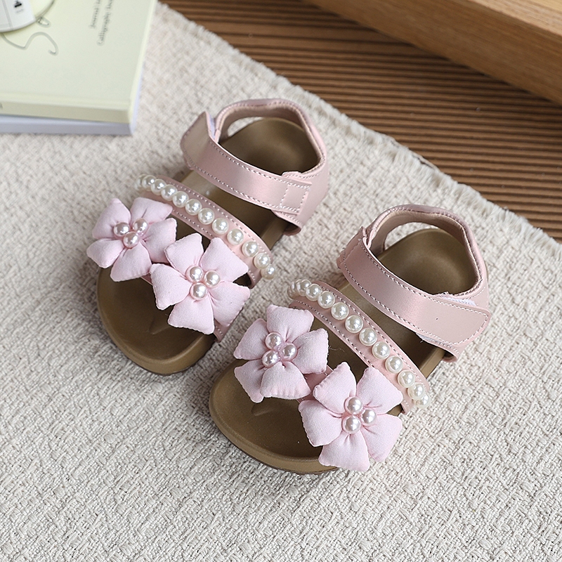Sandal trẻ em Bella Neman đính hoa và ngọc, màu pastel xinh đẹp, mùa hè thời trang