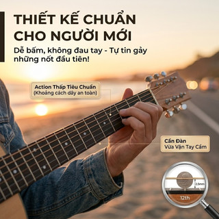 VARB 38 inch Đàn guitar acoustic dành cho người mới tập chơi 18 phím âm, Dây loại mềm ghi-ta Cấp độ cơ bản