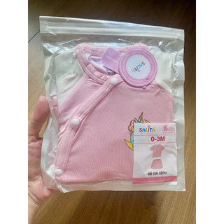 [SALE]- Bộ lệch cúc bé gái sơ sinh peptit siêu xịn siêu mát 0-6 tháng