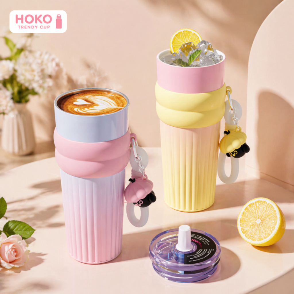 Bình giữ nhiệt Fun phủ gốm ống hút thủy tinh 700ml giữ nhiệt nóng lạnh miễn phí khắc tên