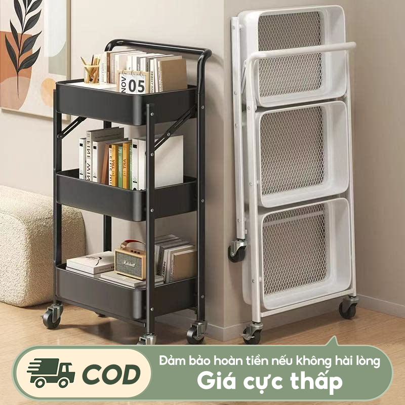 Xe đẩy spa thép cacbon Kệ để đồ có thể gập lại không cần cài đặt Xe đồ đa năng
