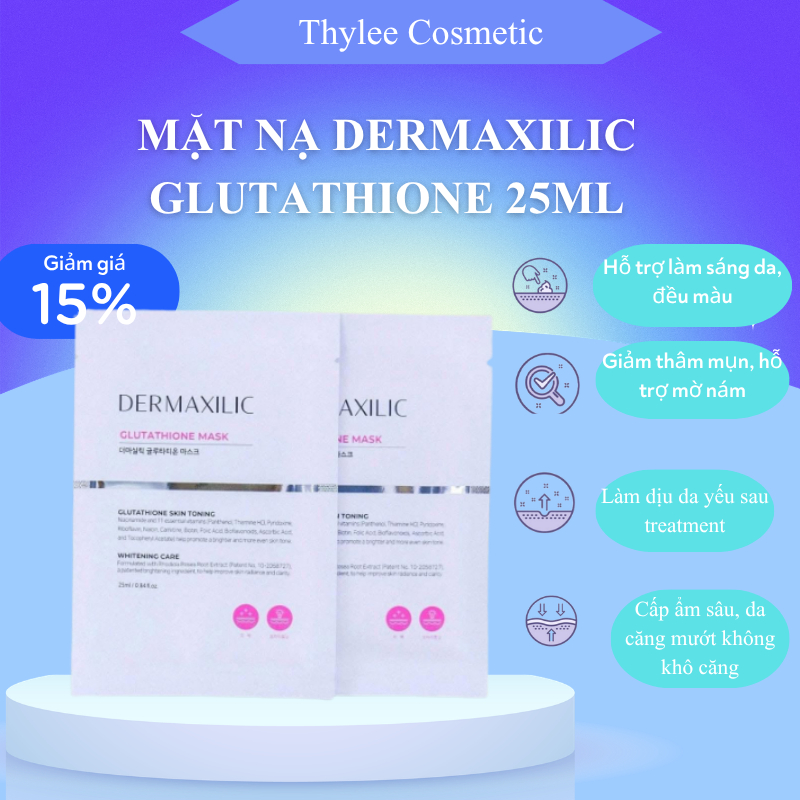 [10 Miếng] Mặt nạ DERMAXILIC GLUTATHIONE TRẮNG DA MASK-THYLEE