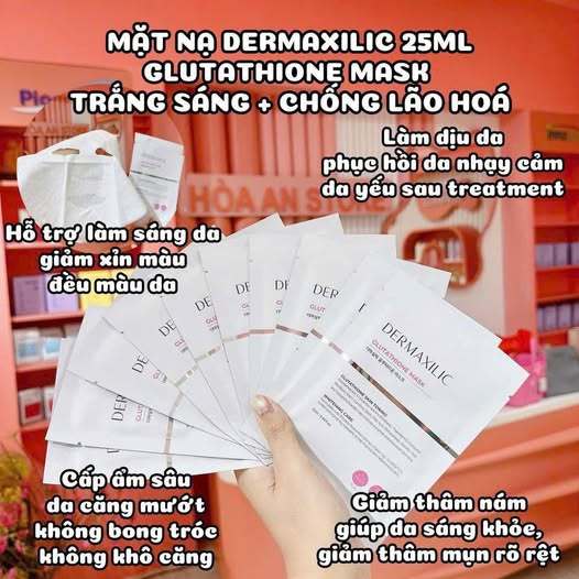 [10 Miếng] Mặt nạ DERMAXILIC GLUTATHIONE TRẮNG DA MASK-THYLEE