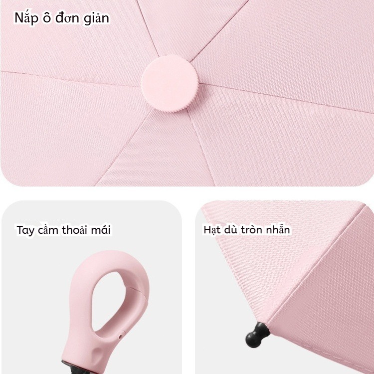 Ô gấp siêu nhỏ 5 lần | Tay cầm vòng treo | Dùng mưa nắng 2 trong 1 | Chống tia UV UPF50+ | Hỗ trợ bán buôn