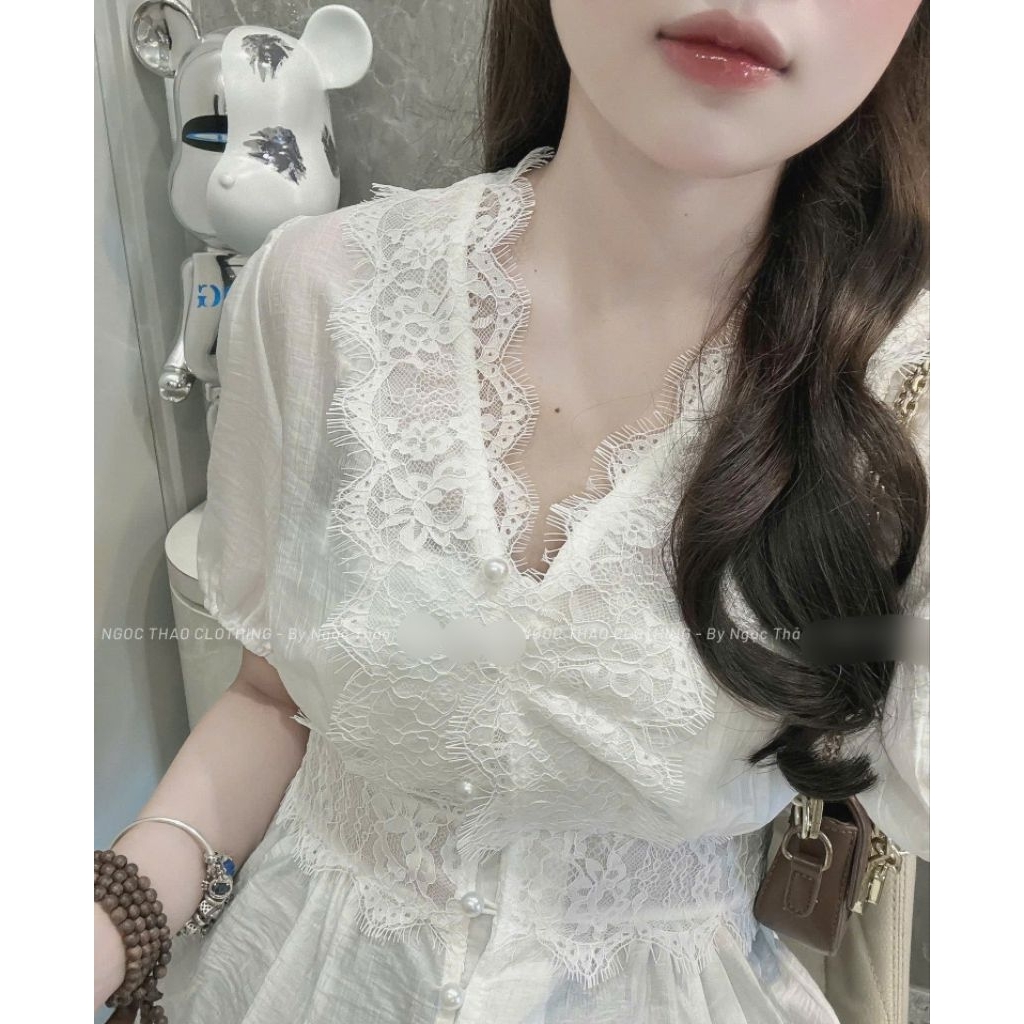 [𝑯𝒂 𝑨𝒏𝒉] Áo Sơ Mi Ren Boi Cúc Ngọc QCL1: Dưới 53kg