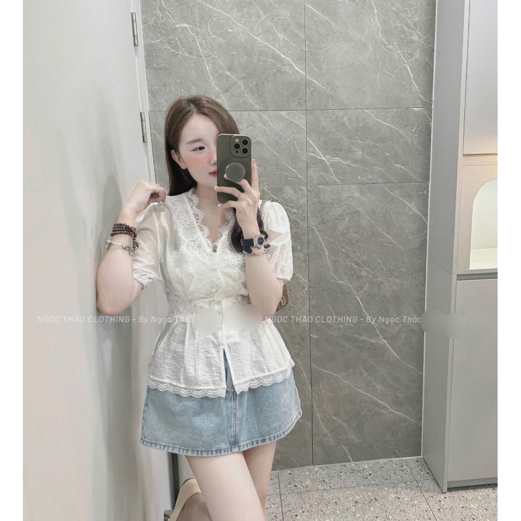 [𝑯𝒂 𝑨𝒏𝒉] Áo Sơ Mi Ren Boi Cúc Ngọc QCL1: Dưới 53kg